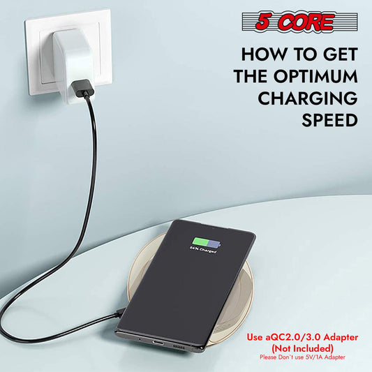 5Core Wireless Phone Charging Pad 15W Qi-Certified Fast Charger Mat Cargador-1